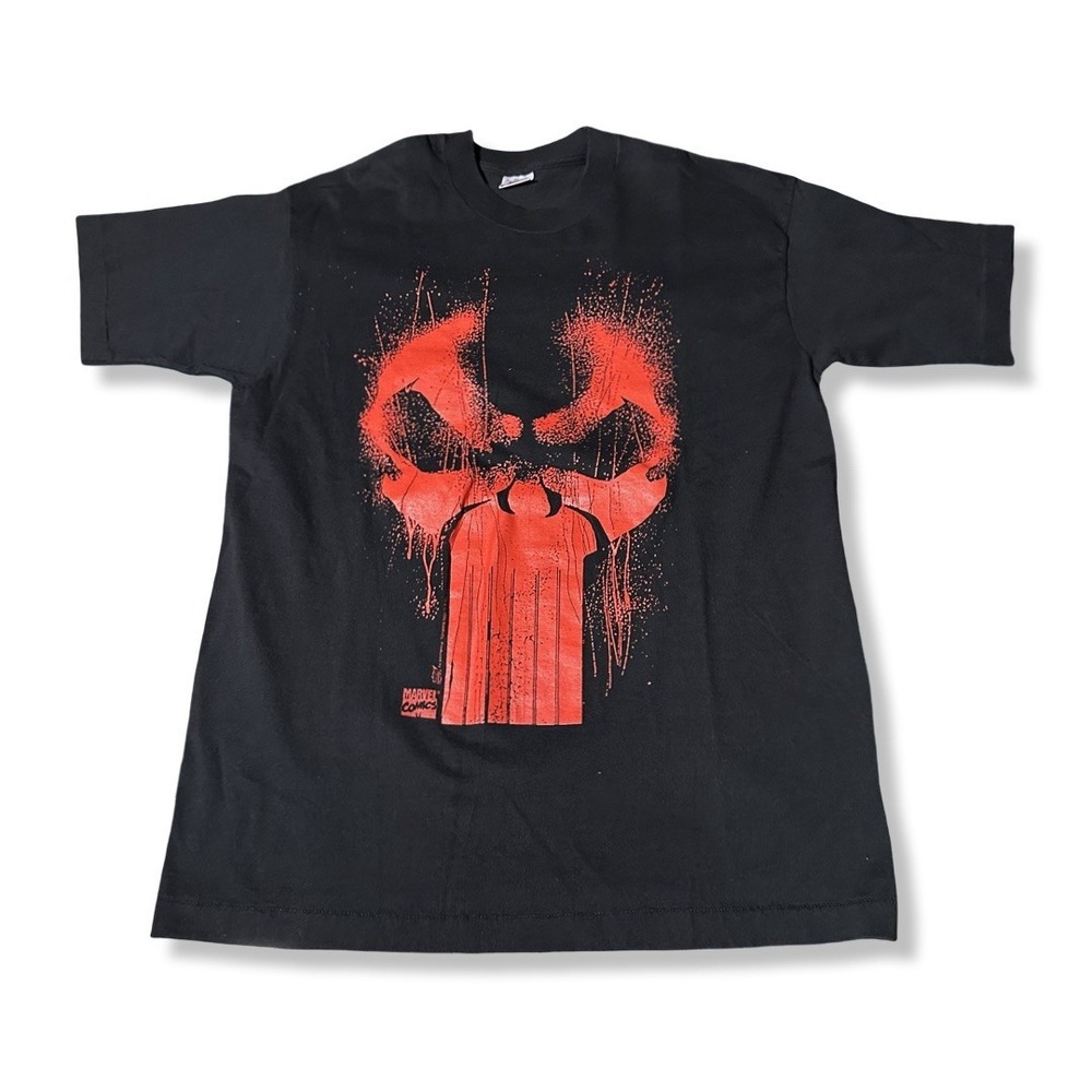 VTG 1995 PUNISHER Comic Images MARVEL Single Stitch 90s Black / Red T Shirt L